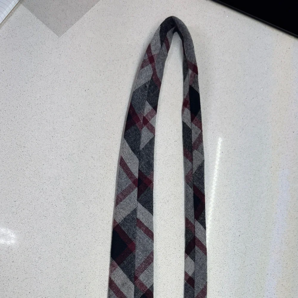 G. Galvani Vintage Red and Gray Plaid Tartan Wool Tie  NWT